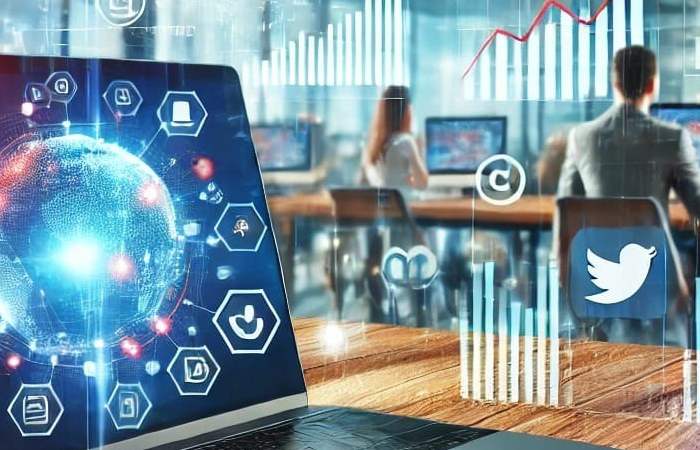 Business professionals discussing SEO strategy and marketing decisions