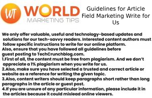 Guidelines for Article Field Marketing Write for Us