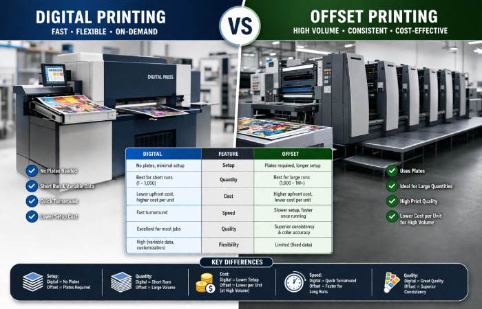 digital printing machine and offset litho press side by side
