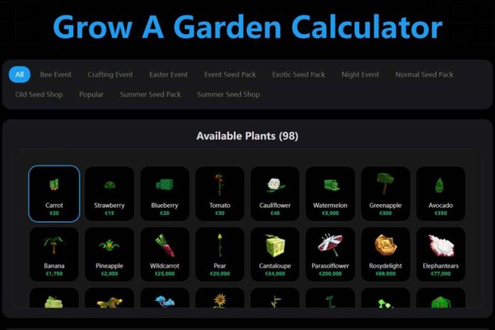 grow a garden calculator