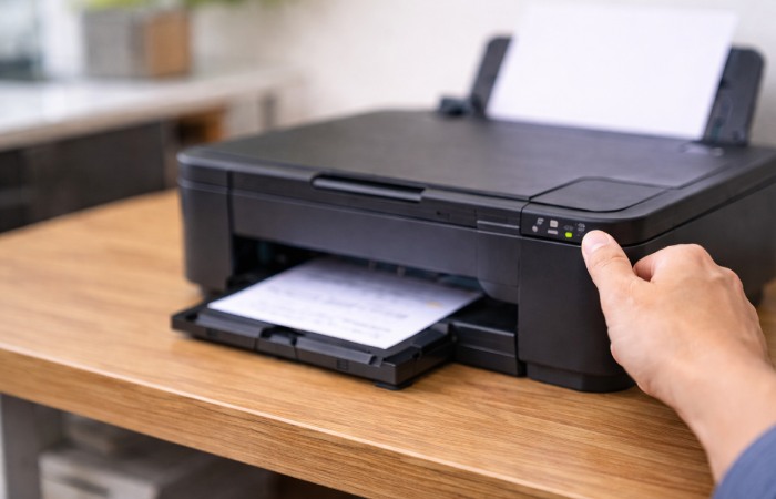 Home printer being checked during mobile printing troubleshooting