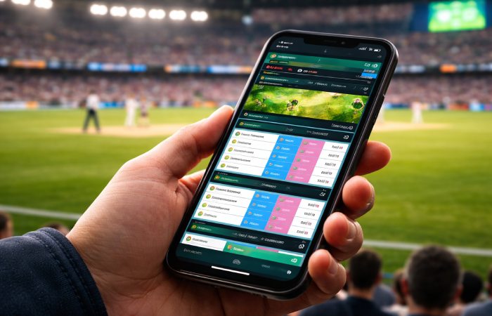 smartphone showing live cricket betting odds on a sports exchange platform